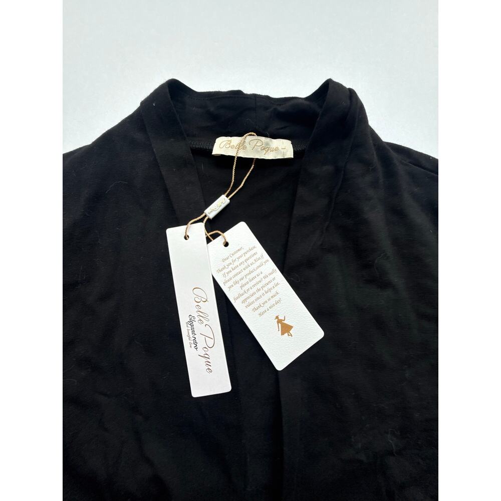 Belle Papeon Signature Black Cropped Cardigan NWT Size L - Picture 5 of 10